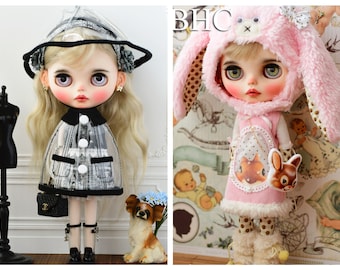 40% OFF *Special Bundle* BHC Pink Bunny Set and Raincoat Dress Set for Blythe dolls - doll outfit dress clothes