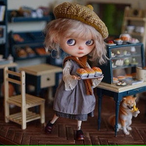 Miss yo 2023 grijze gelaagde jurk voor Blythe-poppen (jurkoutfits voor poppenkleding)