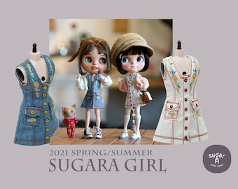 SugarA 2021 Flora One Piece Dress for Blythe dolls - Blythe outfits clothes dress - 2 colors in