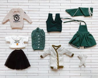 Ready Stock! 40% off! - Missyo Clearance SALE! SET K for Blythe doll - doll dress outfits Hoodie Hat Scarf Shorts Long T shirt Sleeves