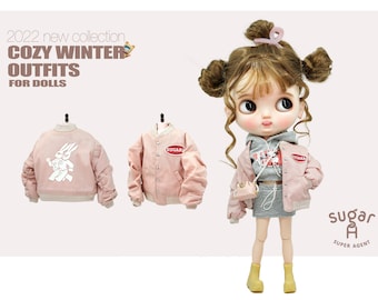 SugarA Pilot Jacket for Blythe dolls - Blythe outfits clothes dress - Pink