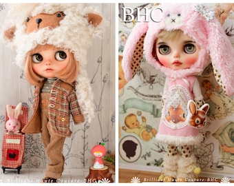 40% OFF *Special Bundle* BHC Pink Bunny Set and Alpaca Set for Blythe dolls - doll outfit dress clothes