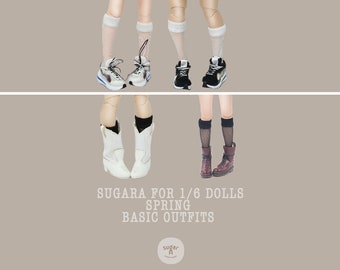 SugarA 2022 Spring Collection Black / White Lace Socks for Blythe dolls - Blythe outfits clothes dress