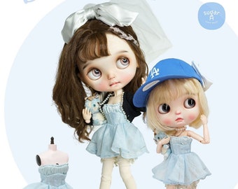 SugarA Date with Spring Blue Dress Set for Blythe dolls - - Blythe outfits clothes dress