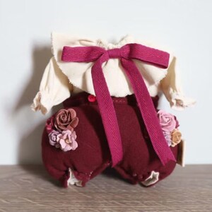 Pimmie Story Fuchsia Bib Shorts with Lotus Leave Collar Top dress set for Blythe doll - doll dress outfits