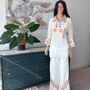 White Chinon Embroidered Coord set