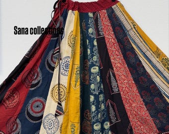 Pure cotton Ajrak block printed patch work kalidhar skirt