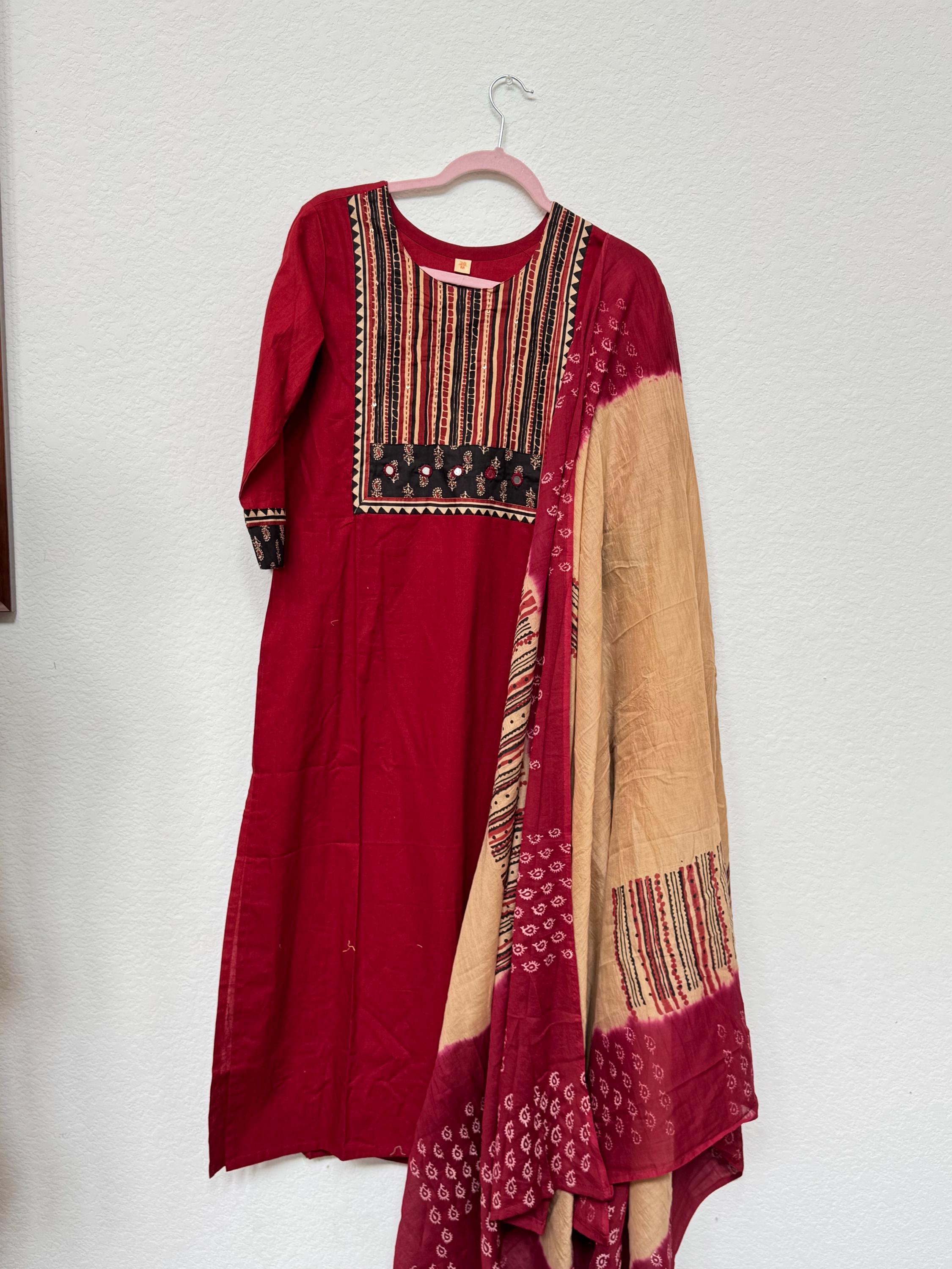 knee length dresses for ladies Blue Ajrak Print Umbrella Cut Salwar Suit  Tradition with Flair  Bavis  Clothing