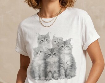 Maglietta con gattino - Maglietta con gattino carino - Maglietta con gatto divertente - Regalo alla moda per gli amanti dei gatti