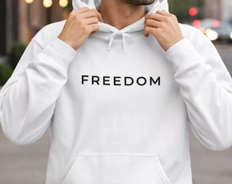 Felpa con cappuccio Freedom per uomo e donna - Felpa con cappuccio con testo minimale, unisex, stile streetwear pesante
