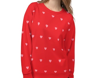 Felpa con cuori - Felpa con cuori per San Valentino - Felpa girocollo da donna per San Valentino - Regalo per la fidanzata - Regalo di anniversario per la moglie