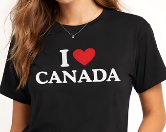 Maglietta "I Love Canada" - Maglietta canadese, regalo per la festa del Canada - Maglietta canadese-americana - Regalo per un canadese
