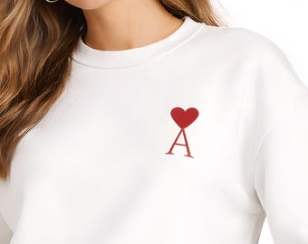Felpa con cuore - Felpa con cuore ricamato per lei - Felpa con cuore - Regalo per l'anniversario - Regalo di Natale