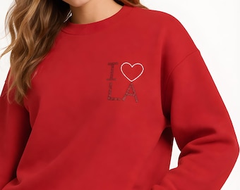 Felpa ricamata "I Love LA" - Felpa "I Love LA" - Felpa Los Angeles - Felpa "Amore", Felpa da viaggiatore, Regalo per amici