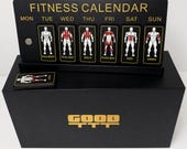 Fitness Calendar Workout Planner | Gym Motivation Desk Decor, Black Gold Design