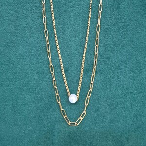 Gold Layered Pearl Necklace | Double chain | Minimalist Jewellery | Gift For Her
