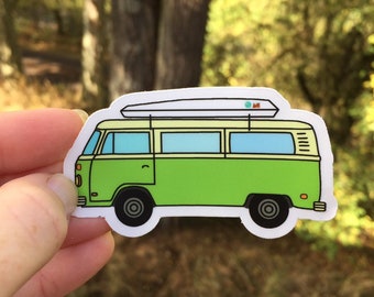 Happy Hippy Green VW Bus