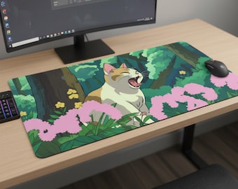 Tappetino per mouse esteso Anime Cat - Tappetino da scrivania XL Kawaii Forest