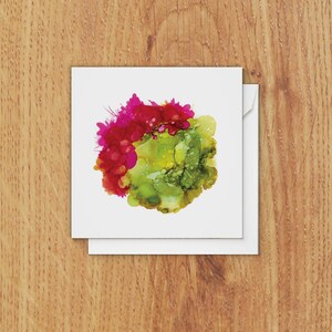 Set von 10 Karten, Alkohol Tinte, Kaktus Blume, Original Kunst
