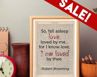 SALE: Original Book Page Art with Quote, Robert Browning