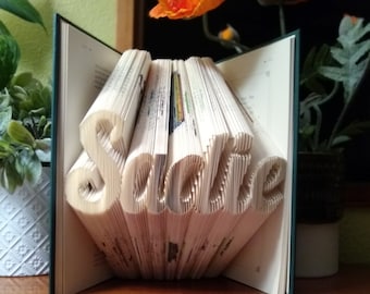 Custom Folded Book Art, Choose a Name or Word, up to 12 Letters