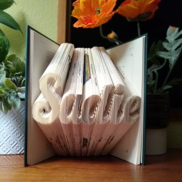 Custom Folded Book Art, Choose a Name or Word, up to 12 Letters