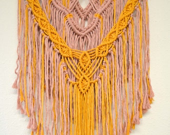 Macrame Wall Hanging, Pink and Orange, Boho, Eclectic