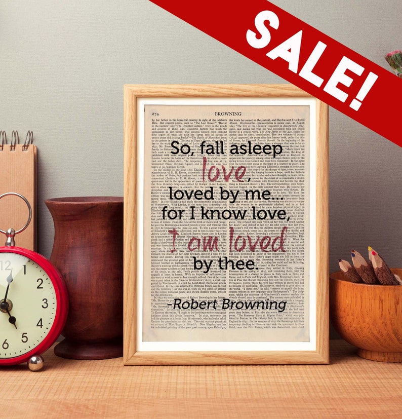 SALE: Original Book Page Art with Quote, Robert Browning image 1