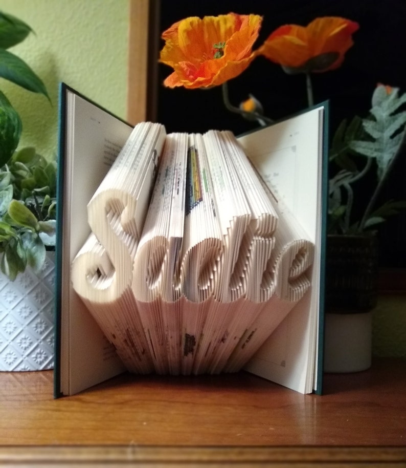Custom Folded Book Art, Choose a Name or Word, up to 12 Letters image 1