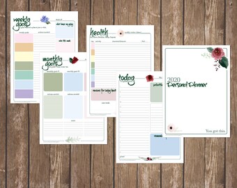 Personal Planner Pages, Printable Planner, Beautiful Floral Illustration, Daily Planner, Basic Kit, DIY