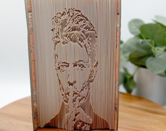 David Bowie Portrait Folded Book Art Gift for Music Lovers Unique Idea for Library or Studio Home Decor for Musician