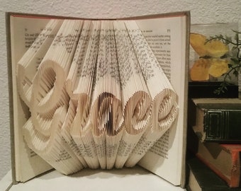 Custom Folded Book Art Personalized Name or Word in a Book Unique Gift for New Baby, Library and Bookshelf Art Home Decor for Book Lovers