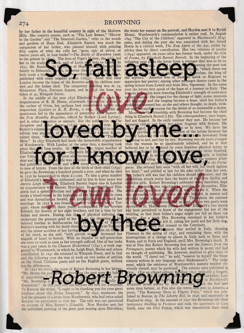 SALE: Original Book Page Art with Quote, Robert Browning image 3