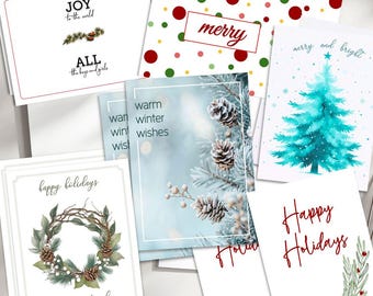 Holiday Card Bundle of Assorted Holiday Cards Happy Holidays Winter Themed Assortment of Cards Six Different Holiday Designs with Envelopes