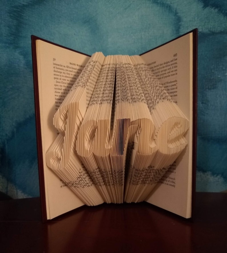 Custom Folded Book Art, Choose a Name or Word, up to 12 Letters image 4