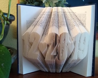 Custom Folded Book Art, Gift for Wedding or Anniversary, First Year is Paper Gift, Customized with Your Date