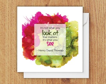 Set of 6 Hand Painted Cards Inspirational Quote Vivid Pink Floral Image Cards Square Notecards Gift for Artists Cards for Any Occasion
