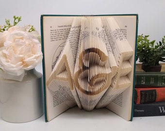 Custom Folded Book Art, Made For You, Initials with Ampersand