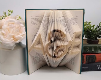 Custom Folded Book Art, Initials with Ampersand, Newlywed Gift