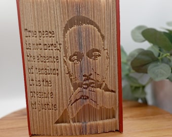 Martin Luther King Jr. Folded Book Art Dr King Portrait Black History Gift Idea Home Decor with Social Justice Theme