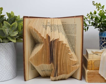 Unicorn Folded Book Art Gift for Book Lovers Fantasy Theme Book  Decor for Girl’s Room or Boy’s Room Mythical Creature Magical Animal Book