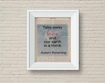 SALE: Book Page Art with Inspirational Quote, Robert Browning