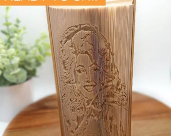 Dolly Parton Portrait Folded Book Art Gift for Musician Home Decor Country Music Icon Dolly Parton Art Gift Idea for Country Music Lover