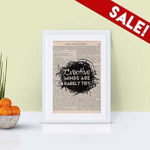Book Page Art with Inspirational Quote, Creative Minds