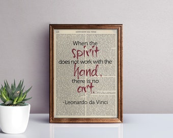 SALE: Book Page Print with da Vinci Quote, Unique