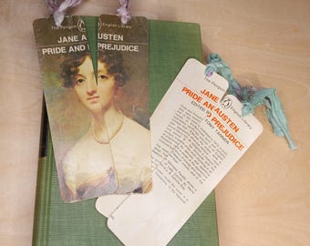 Jane Austen Bookmarks Pride and Prejudice Paperback Recycled Silk Ribbons Romantic Gift Idea for Book Lover Classic Novel Unique Gift