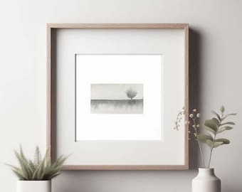 Original Watercolor Landscape Abstract Tiny Painting Nature Inspired Art Gift Idea for New Home Wall Decor for Home  Decor Grey Color Scheme