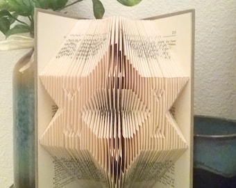 Folded Book Art with Star of David, Idea for Bar Mitzvah and Bat Mitzvah, Judaism Related Gift, Jewish Holiday Gift