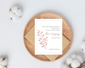 Set van 6 notitiekaarten blanco binnenkant Maya Angelou inspirerende quote wenskaarten cadeau voor schrijver bloementhema Kies de kleur blauw of koraal