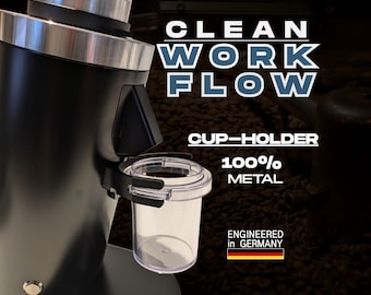 Dosierbecherhalter Aluminium Upgrade - DF64 Gen 1 / Gen 2 – weniger Streuverlust, sauberer Espresso Workflow, DF64 Mods, Grinder Accessories
